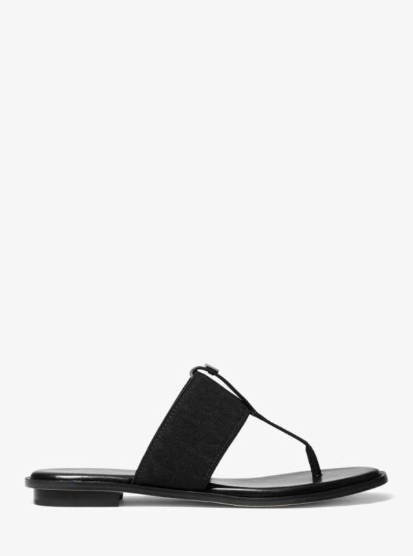 Damske Zabky Michael Kors Verity Logo and Leather Sandal Čierne - Topanky Michael Kors Slevy | OKJBM-0342